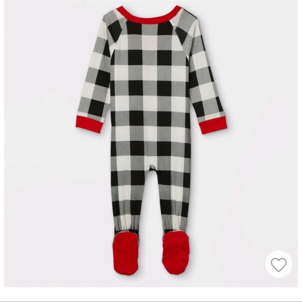 NEW! Wondershop Baby holiday buffalo check flannel matching family footed pajama - Picture 2 of 7